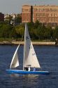 Sailboat in Boston Harbor, Boston, Massachusetts, USA.