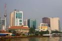 Cityscape views along the Saigon River in Ho Chi Minh City, Vietnam.