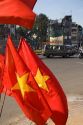 The flag of Vietnam being sold along the street in Ho Chi Minh City, Vietnam.