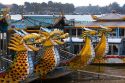 Dragon boats on the Perfume River at Hue, Vietnam.
