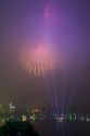 Firework display over Hoan Kiem Lake for Tet festivities in Hanoi, Vietnam.