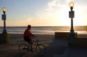 Bicyclist at Mission Beach in San Diego, Southern California, USA.