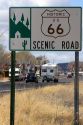 Road sign for Historic U.S. Route 66 near Seligman, Arizona, USA.