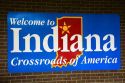 Welcome to Indiana sign along Interstate 70, USA.