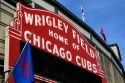 Famous marquee sign of Wrigley Field in Chicago, Illinois, USA.