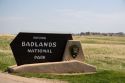 Badlands National Park entrance sign in southwest South Dakota, USA.