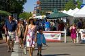People browse the Saturday farmers market in Boise, Idaho, USA.