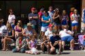 People watching a 4th of July parade in Cascade, Idaho, USA.