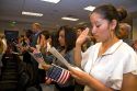 New United States citizens raise their right hand for citizenship oath ceremony in Idaho, USA.