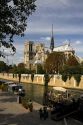 Notre Dame de Paris located along the Seine River in Paris, France.