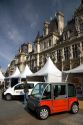 Electric concept car public exhibition in front of the Hotel de Ville in Paris, France.