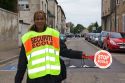 Female crossing guard in Toul, France.