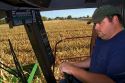 Combine corn harvester with computer and GPS in Ada County, Idaho.