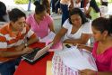Mexican college students study together on the campus of Universidad Autonoma de Guerro located in Acapulco, Guerrero, Mexico.