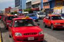 Taxi cabs on the street in San Jose, Costa Rica.