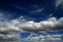 Cumulus and cirrus clouds with blue sky over Idaho, USA.