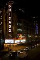 A night view of the Chicago Theatre on North State Street in the Loop area of Chicago, Illinois, USA.