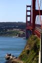 View of the Golden Gate Bridge from the north side in the San Francisco Bay area, California, USA.