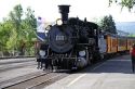 Steam locomotive on the Durango and Silverton Narrow Gauge Railroad located in Durango, Colorado, USA.