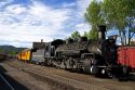Steam locomotive on the Durango and Silverton Narrow Gauge Railroad located in Durango, Colorado, USA.