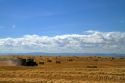 Bailing wheat straw near Jerome, Idaho, USA.