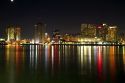Night skyline of the city of New Orleans along the Mississippi River, Louisiana, USA.