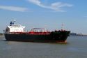 Tanker ship transporting petroleum on the Mississippi River at New Orleans, Louisiana, USA.