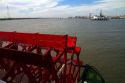 Paddle wheel of the SS. Natchez steamboat on the Mississippi River at New Orleans, Louisiana, USA.
