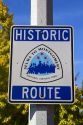 Road sign marking the Selma to Montgomery Historic Route in Selma, Alabama, USA.