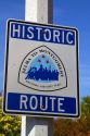 Road sign marking the Selma to Montgomery Historic Route in Selma, Alabama, USA.