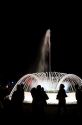 Water fountains light up at night in the Magic Circuit of Water park in Lima, Peru.