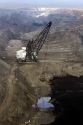 Aerial view of a dragline being used in the process of coal surface mining in Campbell County, Wyoming, USA.