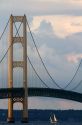 View of the Mackinac Bridge connecting the Upper and Lower peninsulas of Michigan, USA.