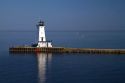The Ludington Light at the end of the breakwater on the Pere Marquette Harbor located in Ludington, Michigan, USA.