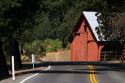 Red barn along Highway 128 near Geyserville, California, USA.