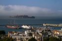 View of Alcatraz Island and the San Francisco Bay, California, USA.