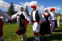 The Oinkari Basque Dancers perform at the Trailing of the Sheep Festival in Hailey, Idaho, USA.