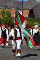 The Oinkari Basque Dancers participate in the Trailing of the Sheep Parade on Main Street in Ketchum, Idaho, USA.