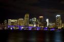 The skyline at night of downtown Miami, Florida, USA.