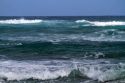 Pacific ocean waves off the island coast of Kauai, Hawaii, USA.