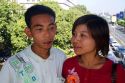 Burmese couple in (Rangoon) Yangon, (Burma) Myanmar.