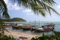 Fishing boats in the Gulf of Thailand on the island of Ko Samui, Thailand.