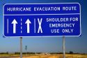 Hurricane evacuation route road sign along Interstate 37 near Corpus Christi, Texas, USA.