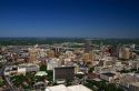 Aerial view of downtown San Antonio from the Tower of the Americas located in the middle of HemisFair Park in San Antonio, Texas, USA.