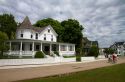 Historic home on Mackinac Island located in Lake Huron, Michigan, USA.