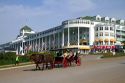 The Grand Hotel on Mackinac Island located in Lake Huron, Michigan, USA.