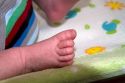 Foot of an infant child, Boise, Idaho, USA. MR