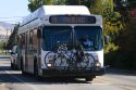 Public city bus with a front bicycle rack in Boise, Idaho, USA.