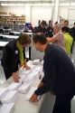 Election workers receiving absentee voter ballots in envelopes at the Ada County Elections building in Boise, Idaho, USA.