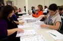 Ada County Elections workers prepare ballots for scanning and tabulation on election day in Boise, Idaho, USA.